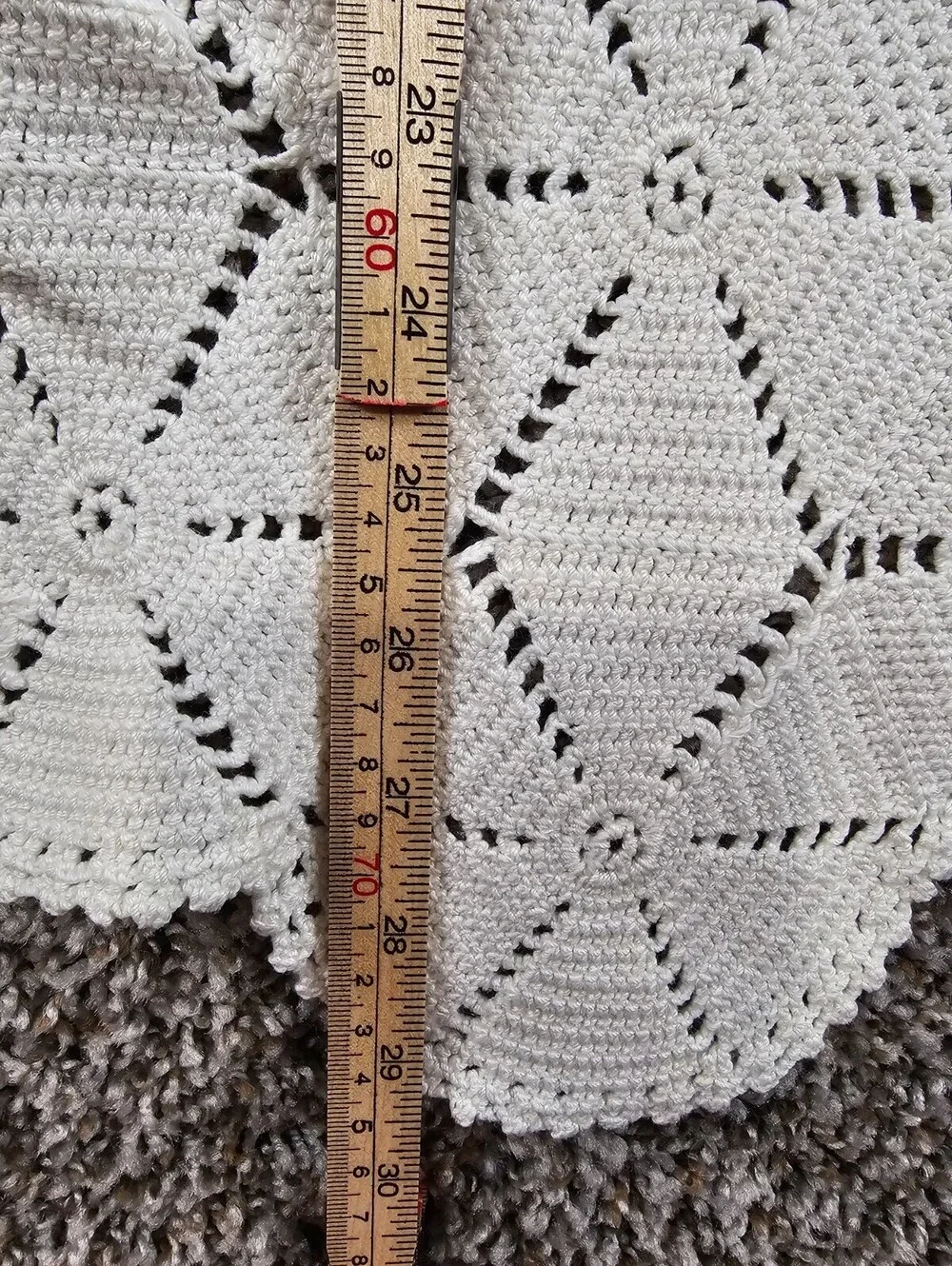 Vintage handmade crochet table runner doily White Cottagecore 30